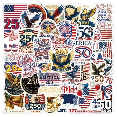 250th Anniversary Of USA Stickers, Suitable For Decorating Stationery, Cups, Luggage, Refrigerators, Skateboards, Guitars