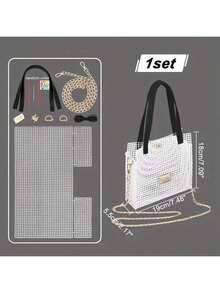 1 Set Kit de herramientas de red de plástico tejido, incluye hebilla de metal, correa de PU, accesorios para bolsas DIY, herramientas de tejido, tejido fácil, regalo del Día de la Madre, kit de herramientas artesanales para el hogar, materiales para bolsas hechas a mano - Multicolor - Ver 10