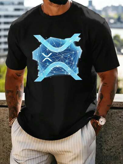 XRP Crypto Polygon Geometric T-Shirt, 100% Cotton, Crew Neck, Loose Fit, Comfortable, Art Print, New Arrival