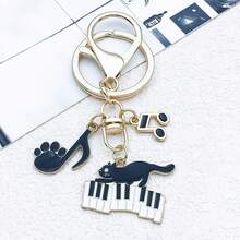 1pc Alloy Enamel Black Cat Note Keychain Cute Creative Keychain Suitable For Giving Gifts To Friends - one-size - View 13