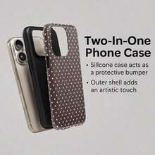 Pink & Brown Polka Dot Phone Case, Cute Y2K Style. Compatible With IPhone 17, 16, 15, 14, 13, 12, 11 Pro Max Plus Models - 款式1(1pc) - 查看 5