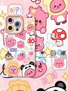 Osos rosas de dibujos animados y otros adorables elementos. Esta elegante funda para teléfono es compatible con Samsung, Apple, OPPO, , etc. Fabricada en TPU flexible, resistente a golpes y arañazos, ofrece una excelente protección contra caídas y un agarre cómodo. Es un regalo ideal para familiares, amigos y seres queridos, y una opción perfecta para festivales. - Blanco - Ver 3