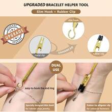 1 chiếc dụng cụ hỗ trợ đeo vòng tay hai đầu, dụng cụ hỗ trợ đeo trang sức đa năng, phù hợp với nhiều loại vòng tay, chiều dài 6,7 inch/17cm. - Dụng cụ hỗ trợ làm vòng tay hai đầu - Xem 10