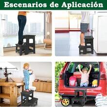 Taburete Plegable de 2 Pasos,Antideslizantes Banco Plegable Portatil para Adultos y niños, soporta 250 lbs,Banquitos Multifuncional para la Cocina,el baño,el Lavabo,la Autocaravana - Negro - Ver 9