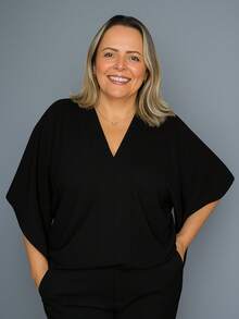 Plus Size Crepe Blouse, Duna Style, Batwing Sleeves, V-Neck, Loose Fit - Negro - Ver 1
