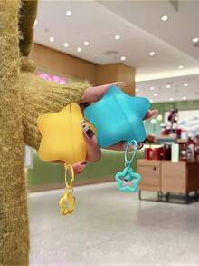 2pcs Glow In The Dark Star Design Protective Case Compatible With Apple 1/2/3/4, Pro 1/2, Blue Star + Pendant - Multicolor - View 1