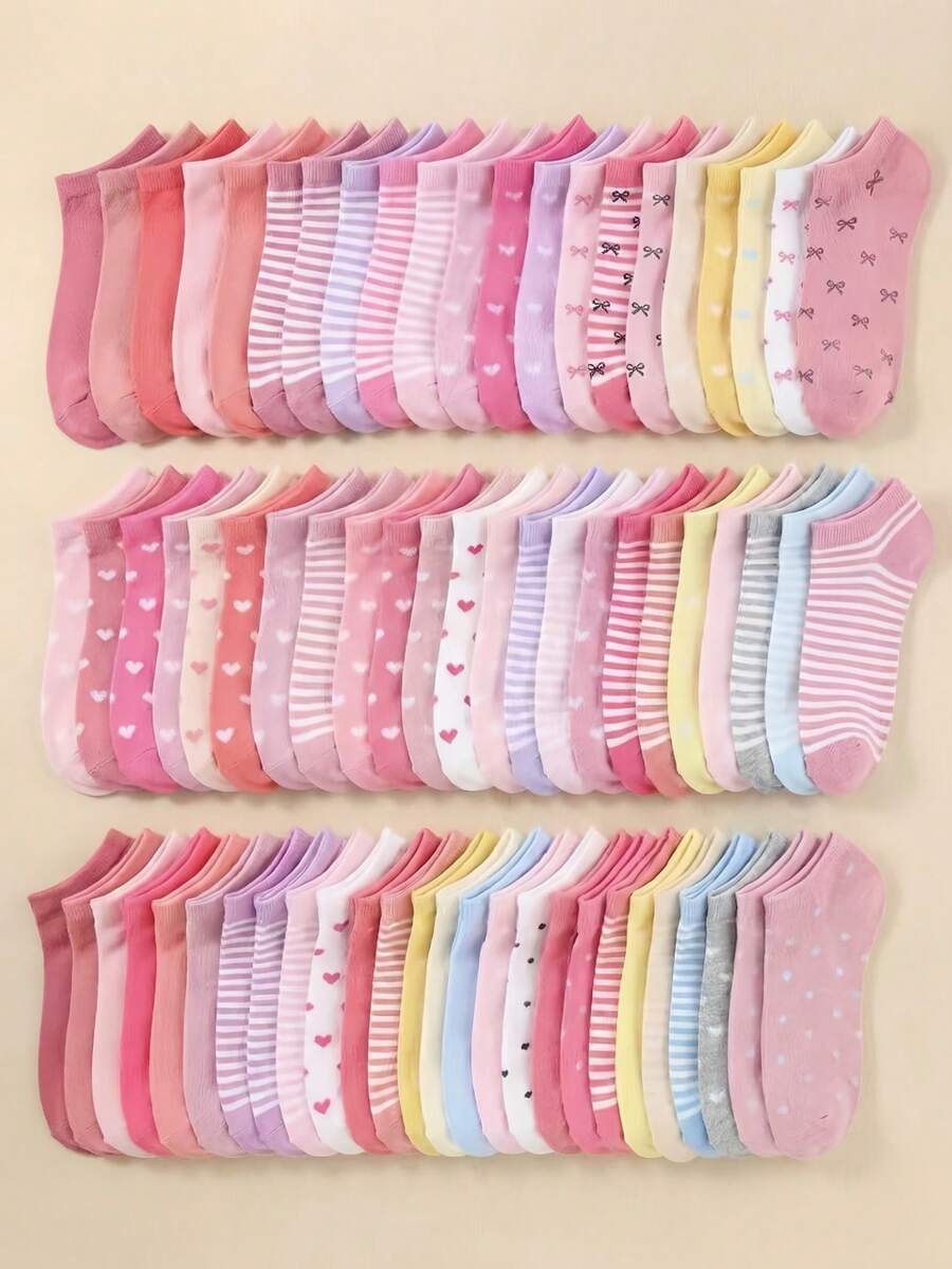 20双随机款式儿童船袜，女孩日常时尚，休闲运动，校园风格，适合户外旅行、跑步、打篮球、室内校园派对、聚会等场合。可作为生日礼物、节日礼物、儿童节礼物。 - 彩色 - 查看 1