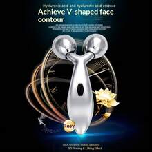 Rodillo de masaje facial 3D, herramienta de masaje facial de acero inoxidable para levantar, firmar y reducir la hinchazón - Plateado - Ver 7