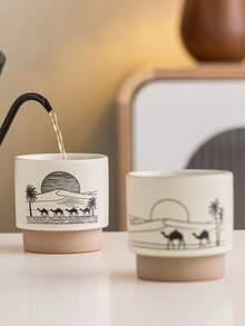 1个中东热带风格手绘骆驼耐热茶杯，沙特阿拉伯咖啡杯，适合居家、办公、送礼等场合，实用且具有装饰性的文化用品，可用于饮用茶和咖啡。 - 彩色 - 查看 7