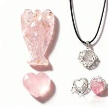 3件套水晶吊坠套装 - 镂空心形锁吊坠、紫水晶、粉晶、爱情疗愈水晶石和口袋守护天使。圣诞节、新年、情人节，爱的礼物。 - 多色 - 查看 13