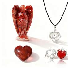 3件套水晶吊坠套装 - 镂空心形锁吊坠、紫水晶、粉晶、爱情疗愈水晶石和口袋守护天使。圣诞节、新年、情人节，爱的礼物。 - 多色 - 查看 15