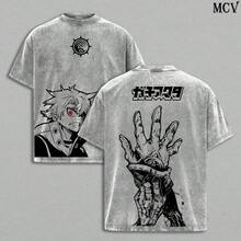 Rudo Gachiakuta Tee Washed – Gachiakuta The Anime Series Movie Edition Vintage Oversized Heavy Cotton T-Shirt, Double Printed Unisex Streetwear Graphic Top For Manga Fans, Retro Japanese Anime Manga T-Shirt - 灰色 - 查看 7