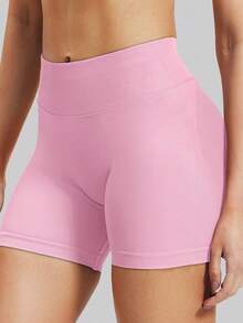 Women's Seamless Butt Lifting Sports Shorts, Suitable For Gym Workout, Cycling, Running, Black Tight Pants, Summer Yoga Shorts - Hồng - Xem 2