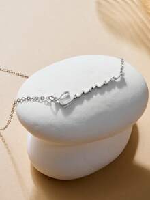 Fashionable Gold Personalized Name Necklace, Elegant Versatile Luxury Sexy Necklace, Suitable As Birthday, Anniversary, Holiday Gift For Lover, Friend, Family - Silver - Matte - View 2