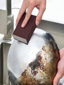 Emery Sponge Scrubber, Multi-Functional Cleaning Tool, Strong Decontamination And Rust Removal, Gentle On Hands, Designed Specifically For Cleaning Kitchen Stoves/Pots/Tiles - A - View 4