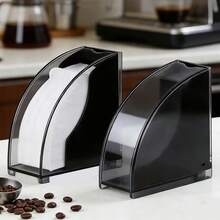 1pc Coffee Filter Paper Holder With Lid, Filter Paper Storage Box, Dust-Proof And Moisture-Proof, Coffee Station Organizer Rack, Suitable For Bar/Home/Office - Black - View 2