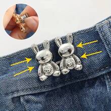 Detachable Rabbit Design Waist Button, Denim Waist Extender Adjustable Elastic Waist Button - Multicolor - View 5