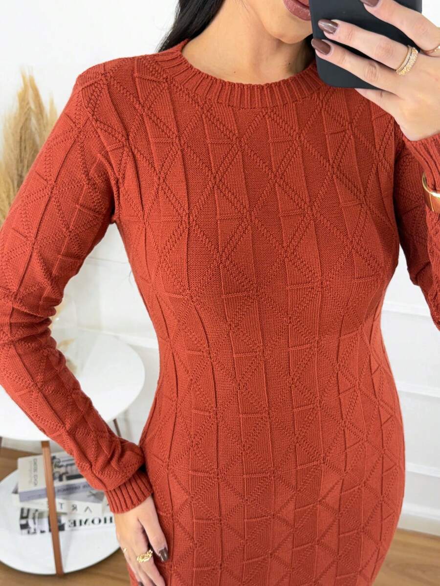 Winter Modal Knit Dress - Rust - View 1