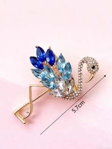 1pc Swan Crystal-Like Brooch, Unique Design Pin/Brooch Suitable For Daily Outfit, Gift - Blue - View 4