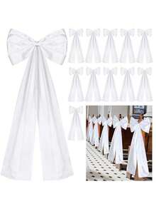 1pc 43in Giant White Bow Ribbon, Writable Design, Suitable For Door/Wall Decor, Wedding Car, Bridal Shower, Streamer Party Backdrop, Church Pew, Theme Party, Birthday, Romantic Atmosphere Decoration - 多色 - 查看 3