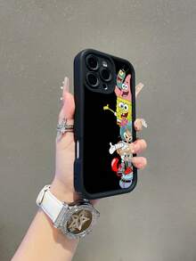 SpongeBob SquarePants 1 pieza Funda de teléfono a prueba de golpes con diseño pintado de la familia de Bob Esponja Pantalones Cuadrados, estilo creativo y lindo, compatible con Samsung/Apple 17/16/15/14/13/12/11 Pro Max/12 Pro/14 Plus y otros modelos - Multicolor - Ver 4