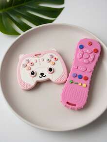 2 piezas Juguete de dentición de silicona con forma de panda de dibujos animados y control remoto para bebés de 6 a 12 meses, juguete sensorial para masticar - Multicolor - Ver 10