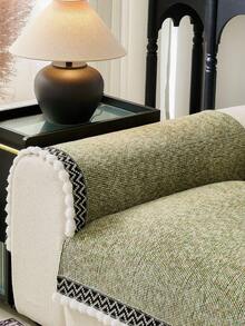 1pc All-Season Luxury Chenille Sofa Cushion Cover, Modern Minimalist Fashion Dust-Proof Anti-Slip Sofa Seat Pad, Washable, Suitable For Bedroom, Office, Living Room Combination, L-Shaped And 1/2/3/4-Seat Sofa - Green - View 8