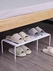 2pcs Solid Color Detachable Expandable Multi-Tier Shoe Rack, Space Saving Kitchen Rack For Home, Dorm, Bathroom, Closet, Extendable Plastic Shoe & Slipper Storage Organizer (Installation Video Available On Homepage) - Multicolor - View 9