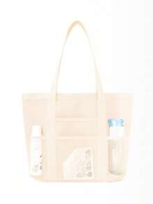 1 Piece Summer Simple Mesh Holiday Beach Bag Multi-Pocket Large Capacity Waterproof Shoulder Tote Bag Suitable For Multiple Scenes, Swimming Storage Bag, Travel, Vacation, Beach, Shopping Bag Mother'S Day Gift Summer Beach Bag For Mom , Beach Bag - 彩色 - 查看 8