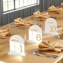 10PCS Transparent Acrylic Standing Table Numbers For Wedding Banquet Reception Restaurant Reusable Easy To Assemble - White - View 4