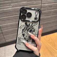 心形简约电镀四角防摔TPU手机壳，单件装，兼容苹果17 Pro Max、16 Pro Max、16 Pro、16、16 Plus、11、15 Pro Max、14 Pro Max、三星Galaxy、荣耀、X7B、X8B、S24、S24U、23U、A55、A54、A13、A14等机型。 - 黑色 - 查看 2