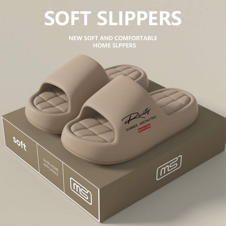 2026 Summer Couple Thick Sole Slides, Non-Slip Cloud-Soft EVA, Indoor & Bathroom Use - 咖啡棕 - 查看 1