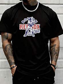Baseball League Black T-Shirt, Vintage Distressed Style, Printed With A Batter's Silhouette Pattern. A Fashionable And Casual T-Shirt For Sports, Fitness, Street Style, And Personalized Outfits.  Suitable For Both Men And Women. - 黑色3 - 查看 8