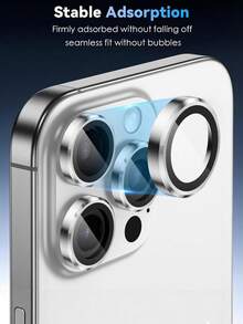 3pcs 9H Tempered Glass Camera Lens Protector - Compatible With Iphone 17 Pro Max/17 Pro/17 Air/17/16/16 Plus/15/14/13/12/11, Metal Independent Protective Case, High Definition Transparent, Perfect Fit, Scratch-Resistant Phone Case, Valentine's Day Gift (Silver) - Silver - View 2