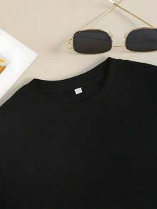 Plus Size Plus Size Letter Print T Shirt, Short Sleeve Round Neck Casual Top, Suitable For Summer And Spring, Women'S Plus Size Clothing - Black 4 - View 2