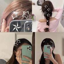 20 PCS Star Snap Hair Clips Silver Y2K 2000s Hair Accessories Non Slip Clips For Girls Women,1.61IN - Silver 20-pack - View 7
