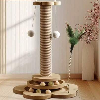 Large Cat Tree Scratching Post Pet Climbing Tower 46*24CM With Column Turntable