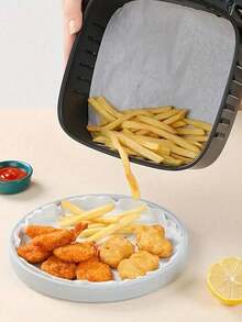 50/100 piezas Papel para hornear cuadrado para freidora de aire - a prueba de aceite y agua, apto para horno, microondas y hornear - Multicolor - Ver 5