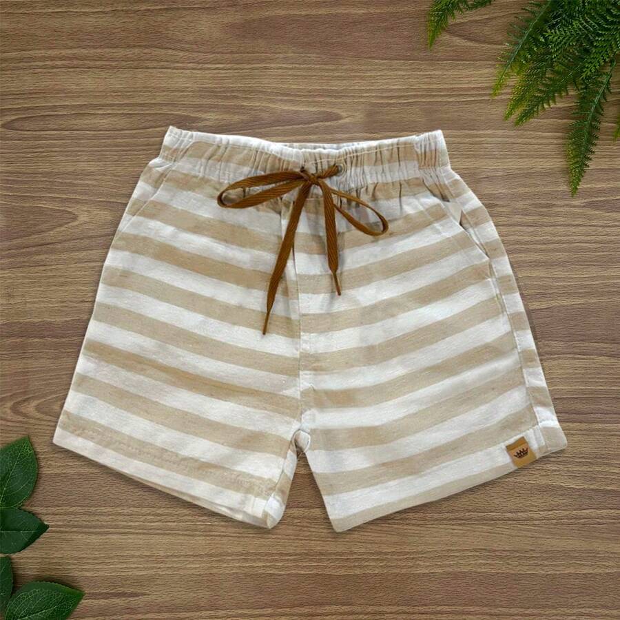 Boys' Linen Shorts, Premium Sizes 2 To 16 - Caqui - Ver 1