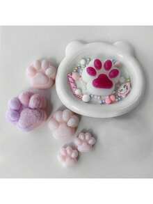 Cute Cat Paw DIY Handmade Plaster Aromatherapy Multifunctional Silicone Mold - White - View 4