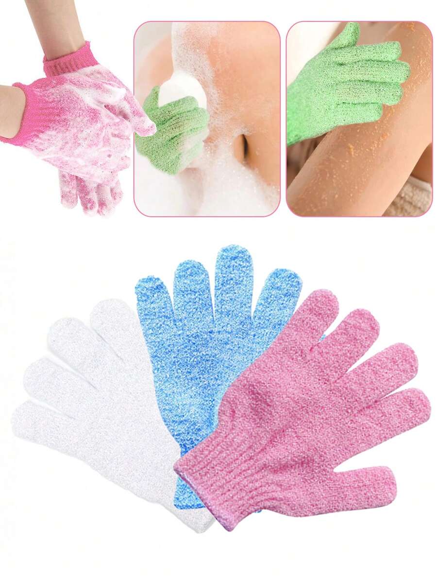2/1pc Hand Scrubbing Gloves With Five Fingers, Bath Scrubbing Towel, Exfoliating Bath Gloves, Scrubbing Body With Mud, Exfoliating Back Scrubbing, Powerful Household Daily-Use Double-Sided Bath And Shower Gloves. - Multicolor - View 1