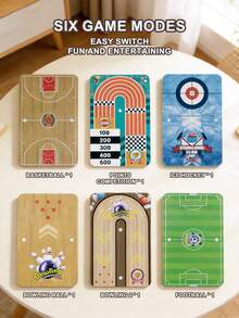 六合一趣味游戏、快节奏桌面游戏、双人对战游戏、手指足球、手指篮球、迷你保龄球、篮球投篮、桌面曲棍球、得分游戏、得分比赛 - 彩色 - 查看 5