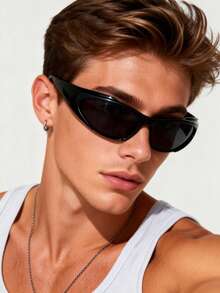 1pc Men's Plastic Geometric Criss-Cross Punk Style Techno Fashion Glasses, Suitable For Cycling, Summer Party, Street Photography And Other Occasions - Multicolor - View 7