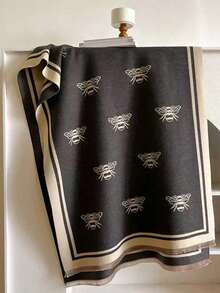 1pc Bee Pattern Jacquard High-Quality Double-Sided Letter Warm Scarf, Fashionable Couple Neck Warmer - Multicolor - View 7