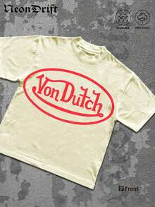 2026 Summer ClothesNeonDrift Double-Sided Printing Men's T-Shirt Men's Short-Sleeve T-Shirt100% Cotton Fabric Soft & Skin-Friendly Unisex Style Gifts For Spring Festival, Valentine's Day, St. Patrick's Day & World Cup-Van Dutch Dragon Print Men T Shirt Classic Americana Style Graphic Tee Streetwear Fashion Casual Wear For Car Enthusiasts And Vintage Culture LoversLoose And Comfortablesummer Tops - Màu be - Xem 2