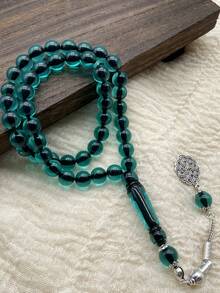 1pc Translucent Green Acrylic Beaded Bracelet, Elegant Prayer Beads For Women, Casual Daily Wear - Multicolor - View 1