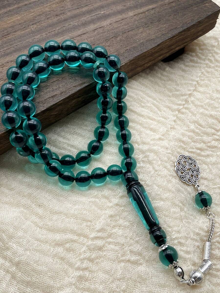 1pc Translucent Green Acrylic Beaded Bracelet, Elegant Prayer Beads For Women, Casual Daily Wear - Multicolor - View 1