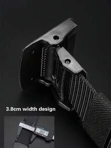 حزام نسائي/رجالي قابل للتعديل الطول، بدون معدن، قماش نايلون كاجوال، لون أحادي - الأسود - مشاهدة 4