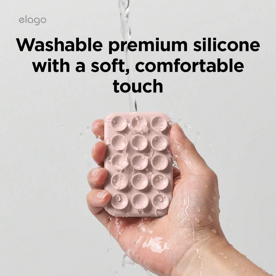 Elago Magnetic Suction Cup Phone Mount Compatible With MagSafe Case, Removable Silicone Sticky Grip Holder For IPhone, Non-Slip, Washable, Hands-Free Selfies/Video For Insta Influencer/Creator, Gift For Birthday, Family, Friends, Phone Accessories, Mountable Holder For Wall, Shower, Phone Stand - 可愛的粉紅色 - 查看 1