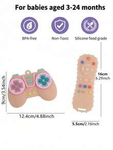 2件套仿真遥控游戏机婴儿磨牙玩具 6-12个月硅胶感官咀嚼玩具 - 彩色 - 查看 6